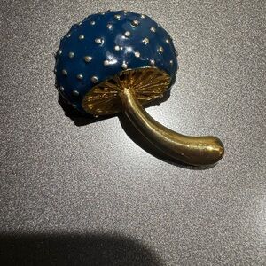 Vintage  Blue and Gold mushroom enamel Brooch